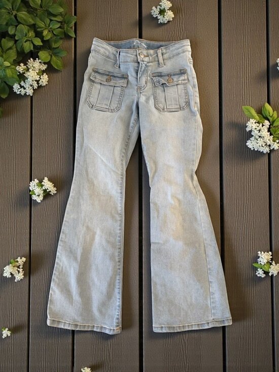 ART CLASS Girls Light Wash Flare Denim Jeans Size 12 - Picture 2 of 9